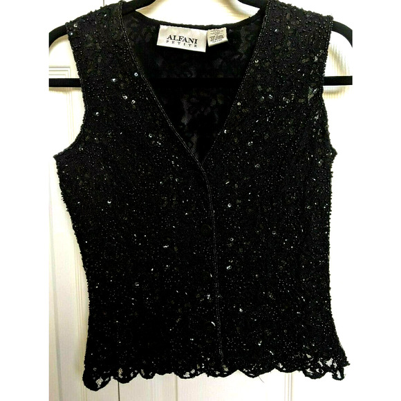 Alfani Petite Vest Beaded Sequin Party Formal Lace - Picture 2 of 6